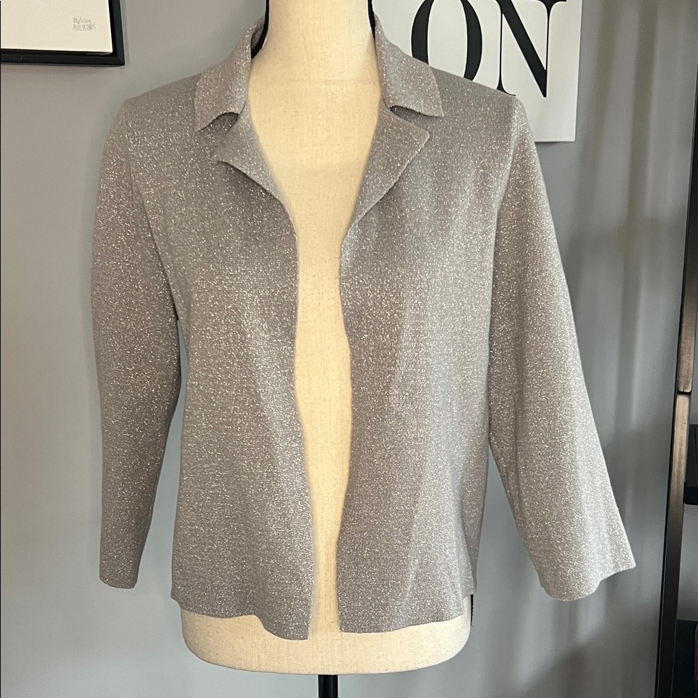 Chico's Metallic Open Front Jacket Cardigan - Picture 1 of 6